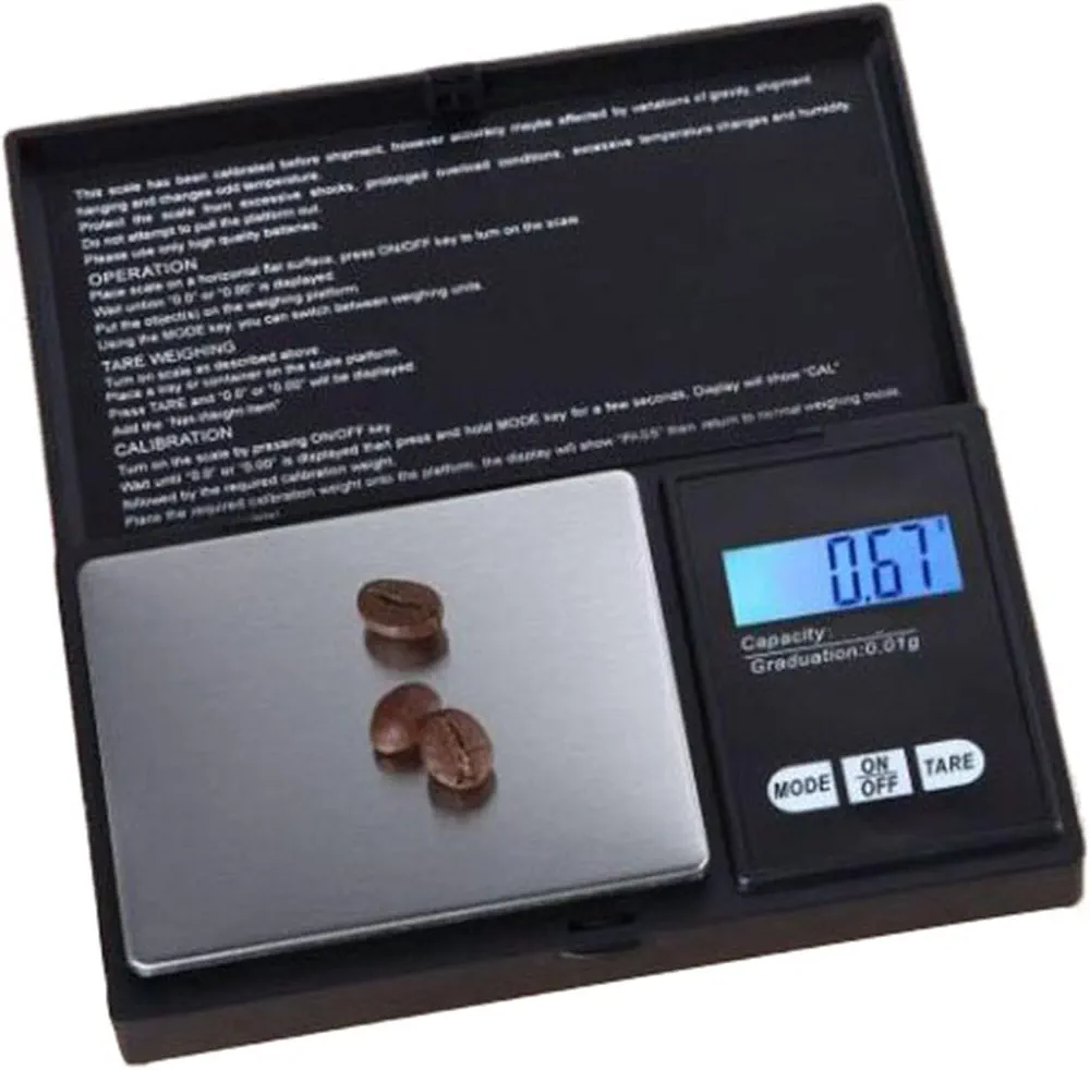 Small Coffee Scale,Precision Kitchen Scale 500g/0.01g,Digital Food Scale with Detailed LCD Display, Compact Gram Scale for Coffee, Cooking, Baking, and Postal Weighing