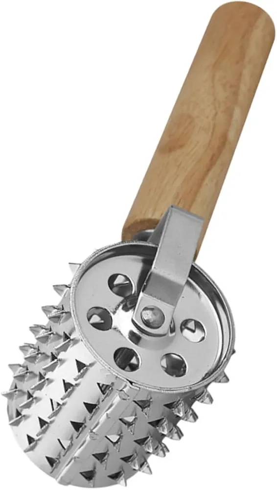 Meat Tenderizer Tenderizing Meat Roller Mallet Pounder Chicken Tenders Steak Rolling Tools Meat Grinder Heavy Duty Steak Mallets Meat Cuber Meat Softener Ground Meat Wood Silver