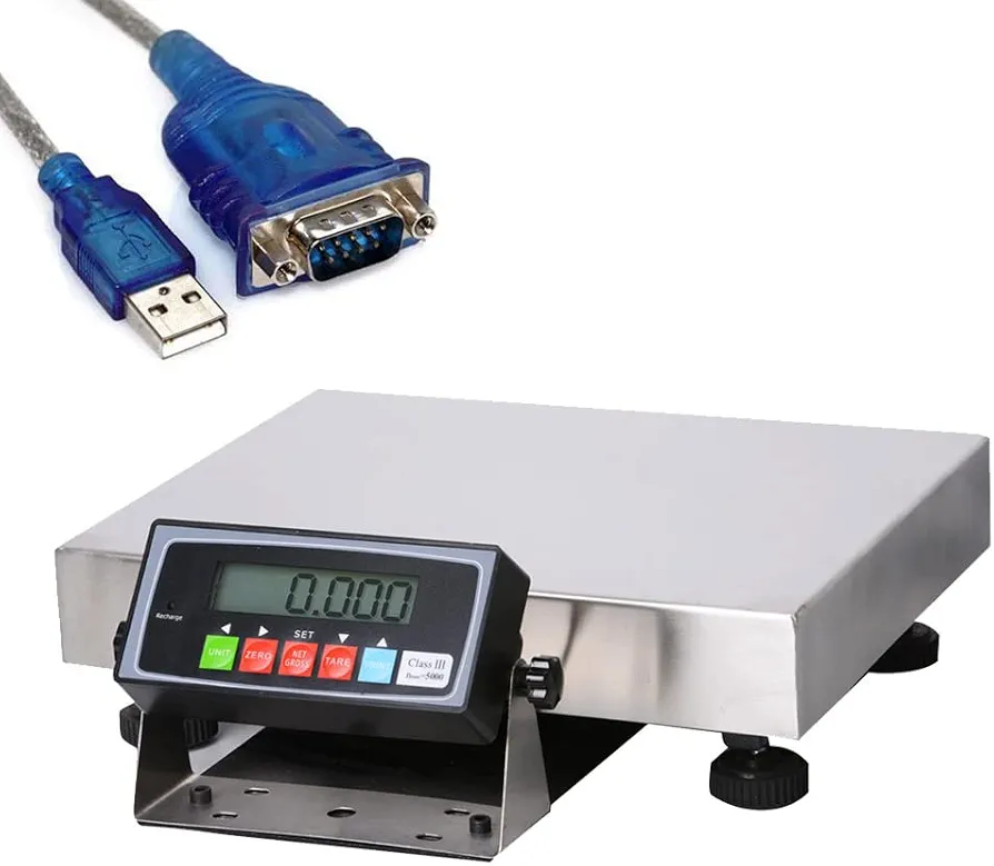 PEC Stainless Steel Bench Scale, Food/Pizza Scale for Kitchen and Restaurant, Capacity/Accuracy 130x0.002lb (with USB)