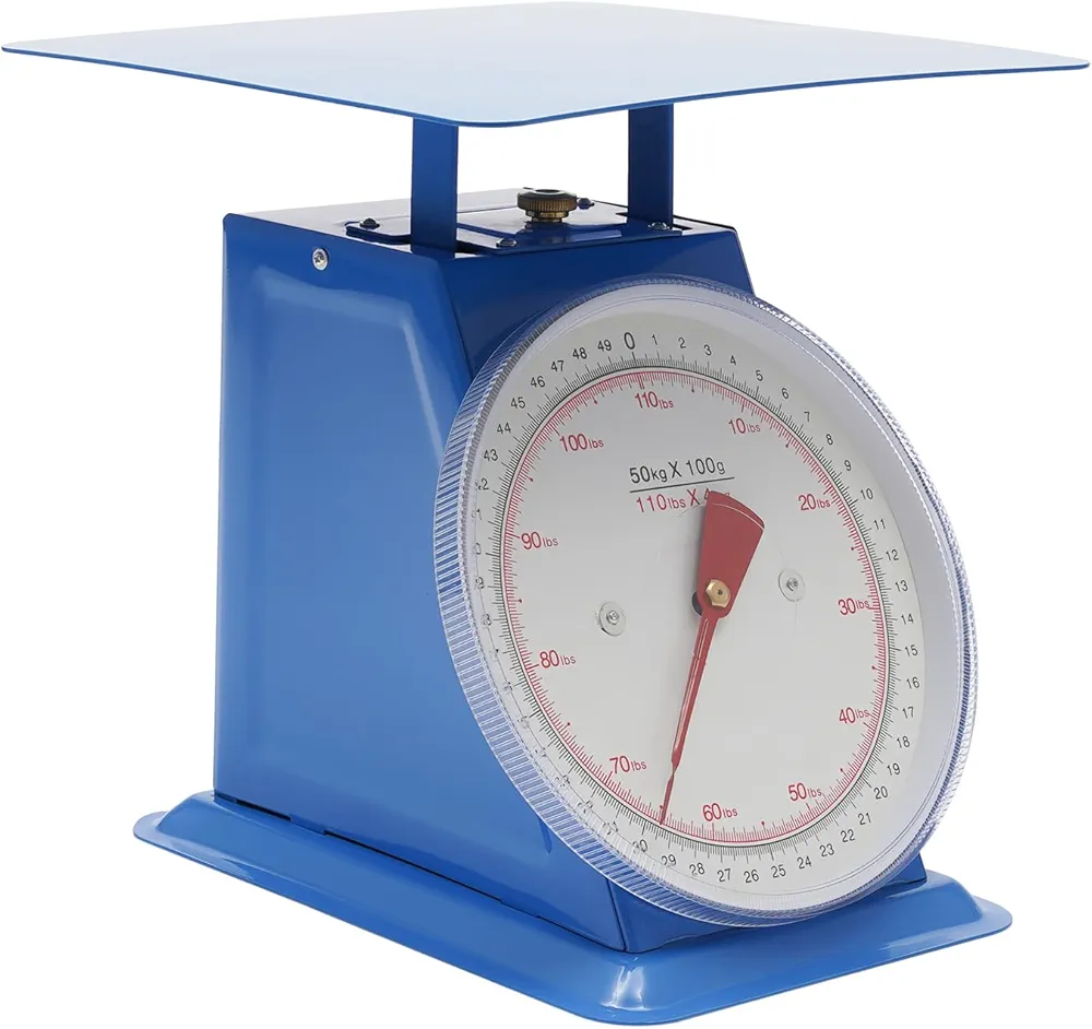 110-LBS Heavy Duty Portion-Control Mechanical Kitchen and Food Scale, Industrial Dial Scale, with Iron Platform, Dual-Scale Dial with an Accuracy of 0.1kg/0.22 lbs