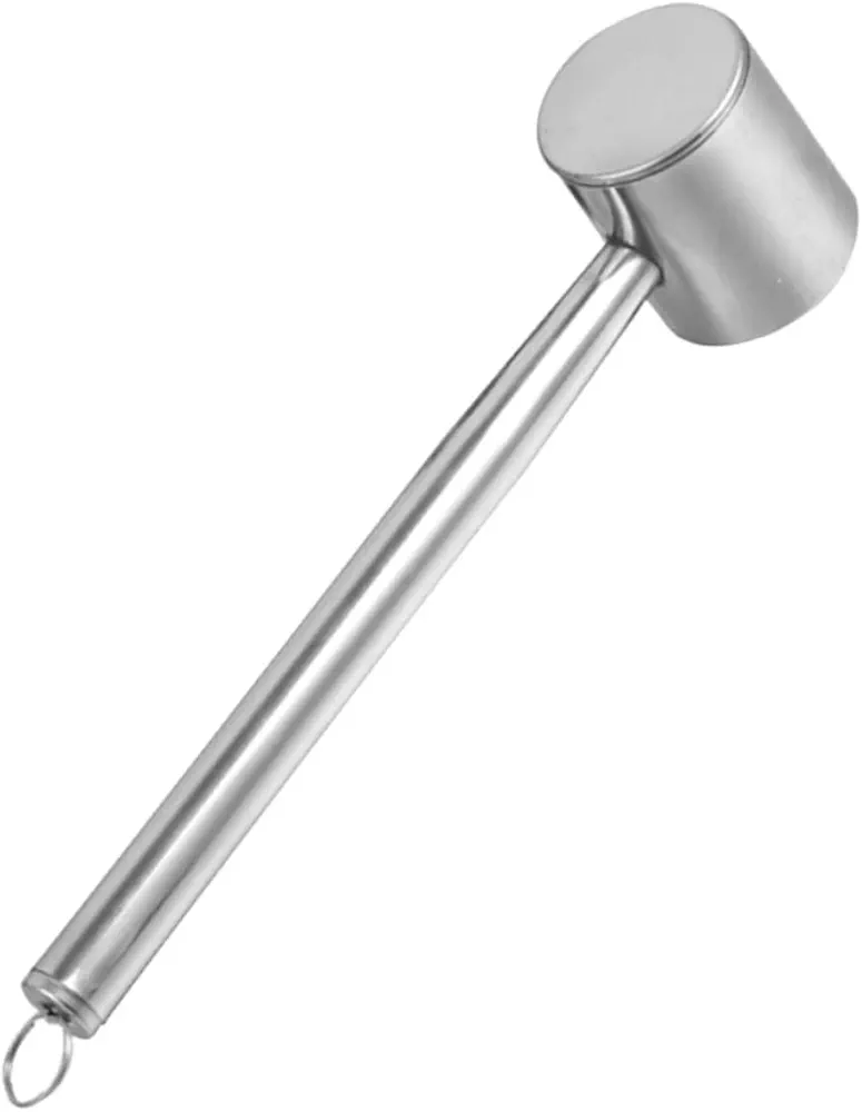 Stainless Steel Meat Hammer Kitchen Tool Meat Tenderizer Tool Heavy Duty Meat Pounder Meat Softener Meat Grinders for Home Use Canteen Meat Mallet Kitchen Meat Hammer Silver