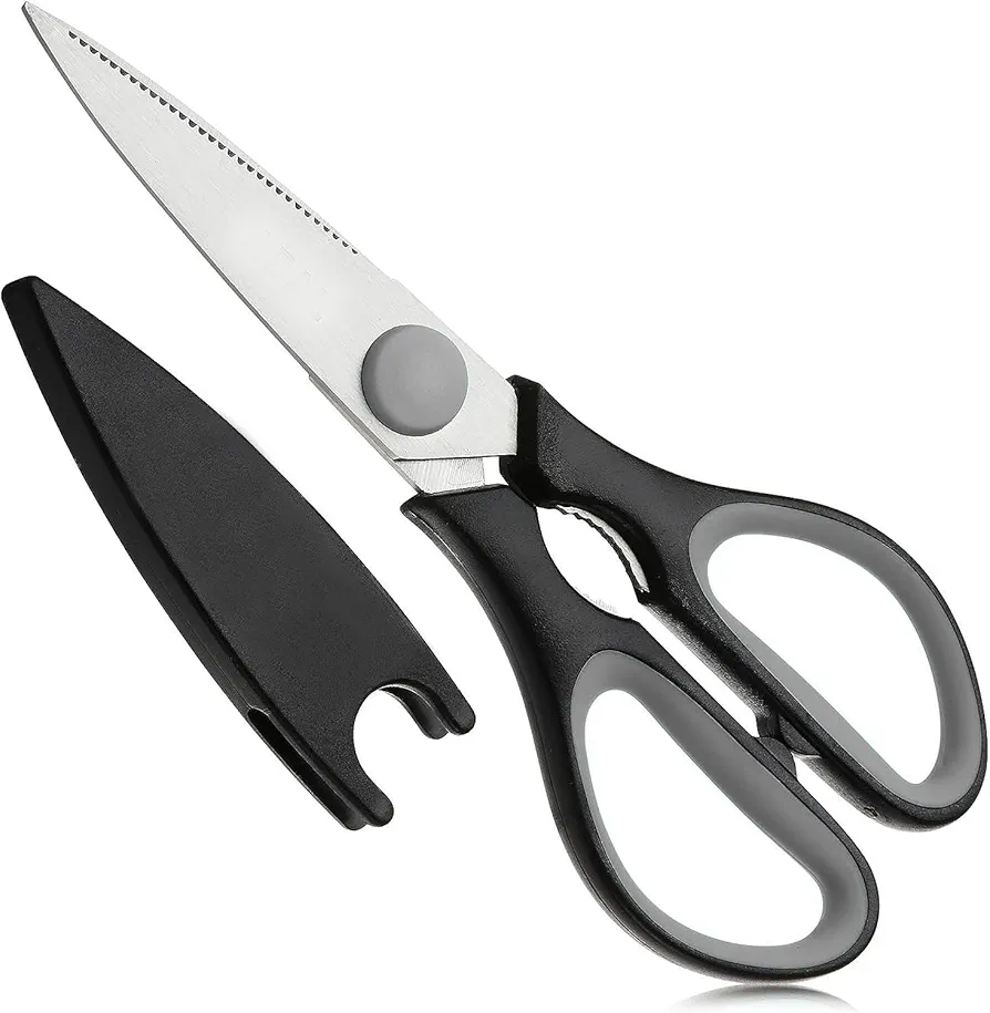 Rainspire Premium Kitchen Scissors All Purpose Heavy Duty Kitchen Shears for Food, Dishwasher Safe, Protective Sheath, Stainless Steel, Black