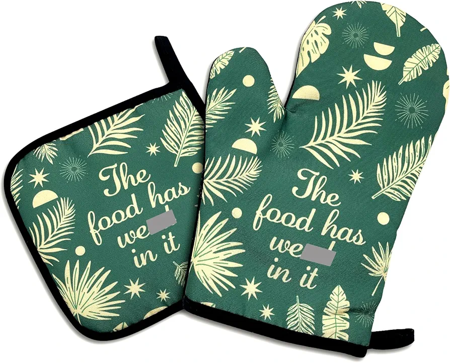 The Food has Wxxd in It,Funny Oven Mitts and Pot Holders Sets of 2,Silicone Non-Slip Oven Mitts,Kitchen Gift for Men Women,Cooking Baking BBQ Gifts,Housewarming Gifts