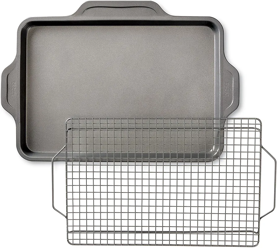 All-Clad Pro-Release Nonstick Bakeware Set 2 Piece Oven Safe 450F Half Sheet, Cookie Sheet, Muffin Pan, Cooling & Baking Rack, Round Cake Pan, Loaf Pan, Baking Pan Grey