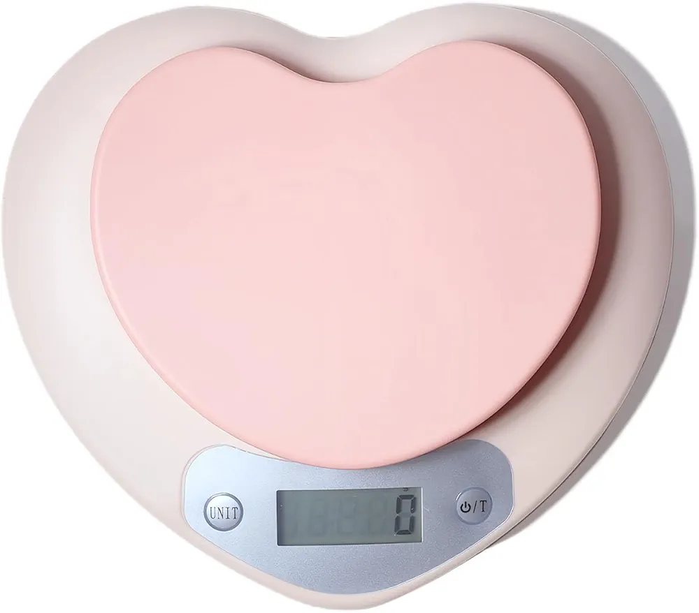 Cute Kitchen Scale, Digital Food Scale with LCD Display, 11 lb (5kg) Capacity, 0.03 oz (1g) Precision for Baking and Cooking (Pink)