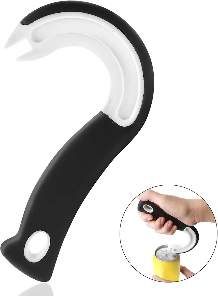 Ouligay Easy Open Ring Pull Can Opener Tin Openers Pull Tab Can Opener Jar Openers for Soda Tabs Lid Lifter Tin Can Arthritis Hands J Shaped Kitchen Aid