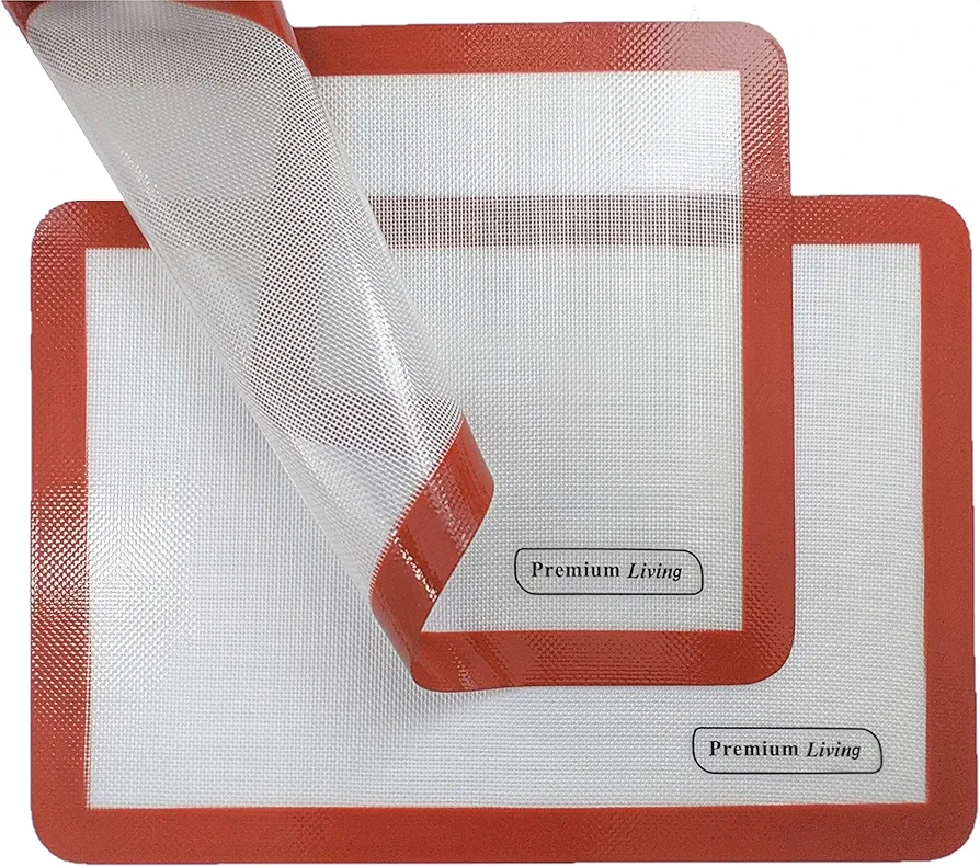 Silicone Baking mat, Half Sheet, 16.5" L x 11.5" W x 0.75 MM Thick, Reusable Baking Sheet Liner, Thick, Non-Stick, Easy Clean, Professional Grade, for Cookie, Pastry (2, Red)