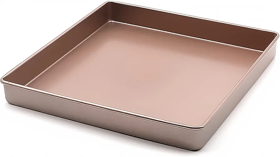 11-Inch Square Baking Sheet Pan, Non-stick Cookie Sheets for Oven Baking, Sheet Cake Pan for Oven Roasting Meat, BBQ and Roasting (Gold)