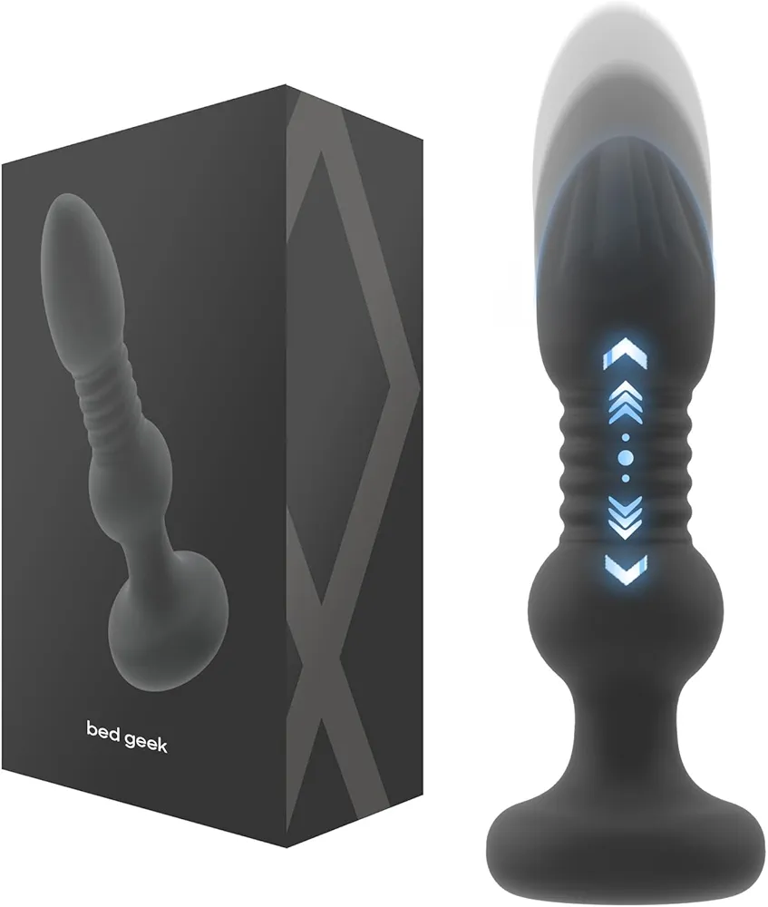 Male and Female Anal Butt Plug Masturbator Thrusting Prostate Massager P-Spot and G-Spot Unisex Vibrator Silicone Waterproof USB Rechargeable Sex Pleasure Toy