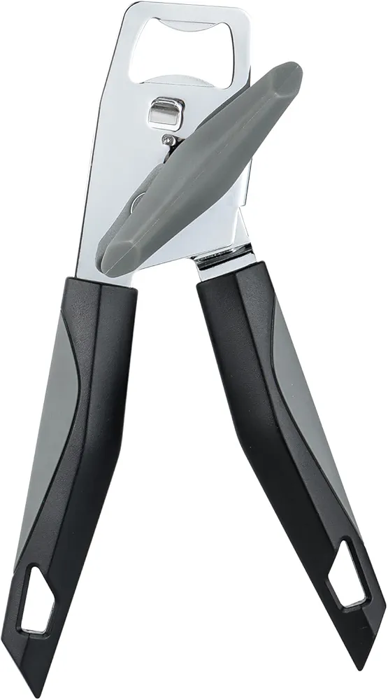 Can Opener Manual, Heavy Duty Can Openers Stainless Steel, Smooth Edge with Sharp Blade, Comfortable Hand Grip and Larger Turning Knob, Built in Bottle Opener for Kitchen and Camping