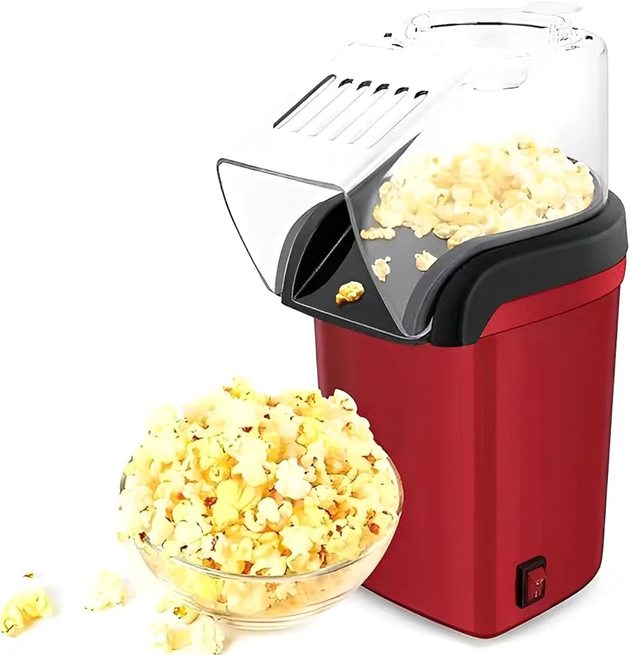 Electric Popcorn Machine with Measuring Cup, Hot Air Popcorn Popper Machine, Reusable 1200w Popcorn Maker, 2 Minute Fast Popcorn Popper Machine, High Explosive Rate Popcorn Maker for Home Movie Party