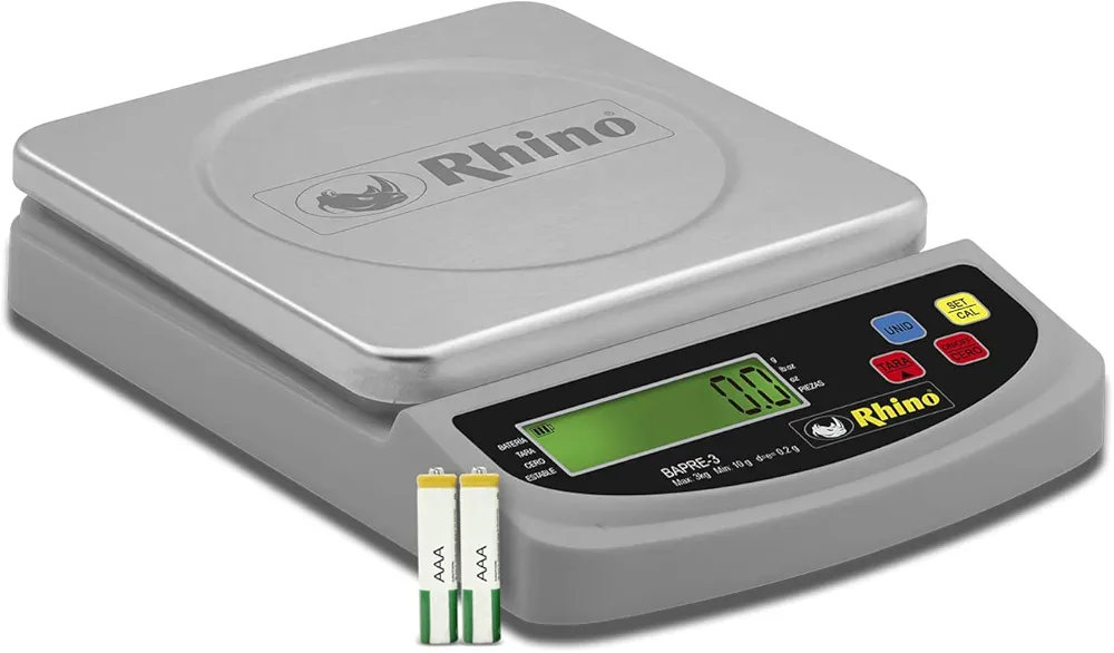 RHINO, High Precision Digital Kitchen Scale - 3000g Capacity, Tare & Parts Counting, Ideal for Cooking, Baking, & Meal Prep, Durable Design with LCD Display for Easy Reading