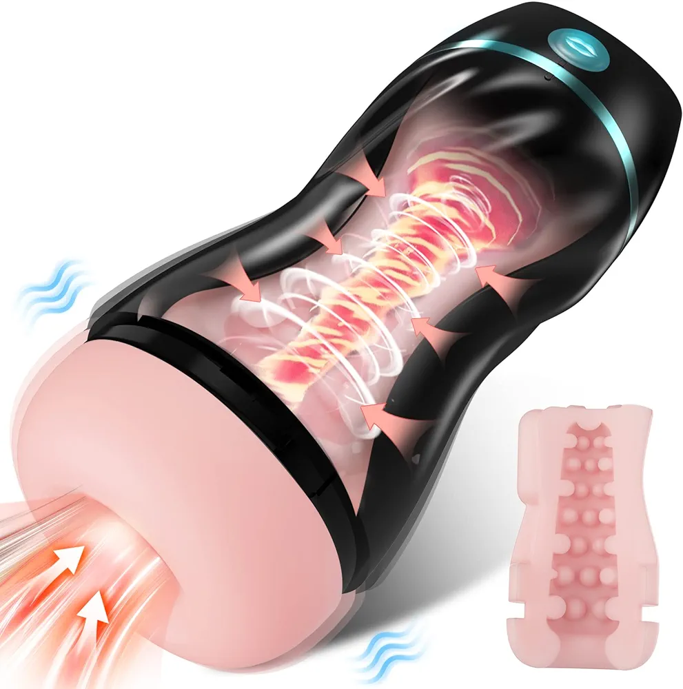 Automatic Sucking Male Masturbators - Upgraded 7 Vibration & Suction Hands Free Male Stroker with 3D Realistic Textured, Blowjob Toy Mens Masturbators Adult Male Sex Toys for Men (Z-Flash)