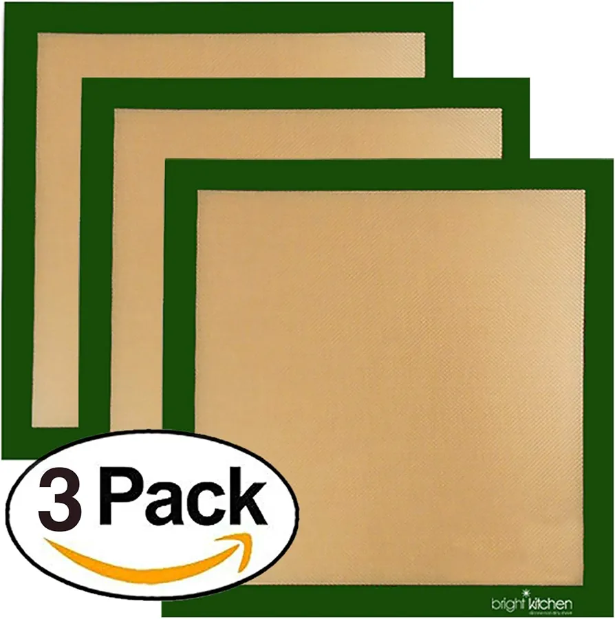 Set of 3-14" x 14" -Silicone Re-Usable Non-Stick Ultra Premium Dehydrator Sheets Compatible With Excalibur Silpat Tray Liner Flex Fruit Leather Roll Up Jerky Oven Baking Mat