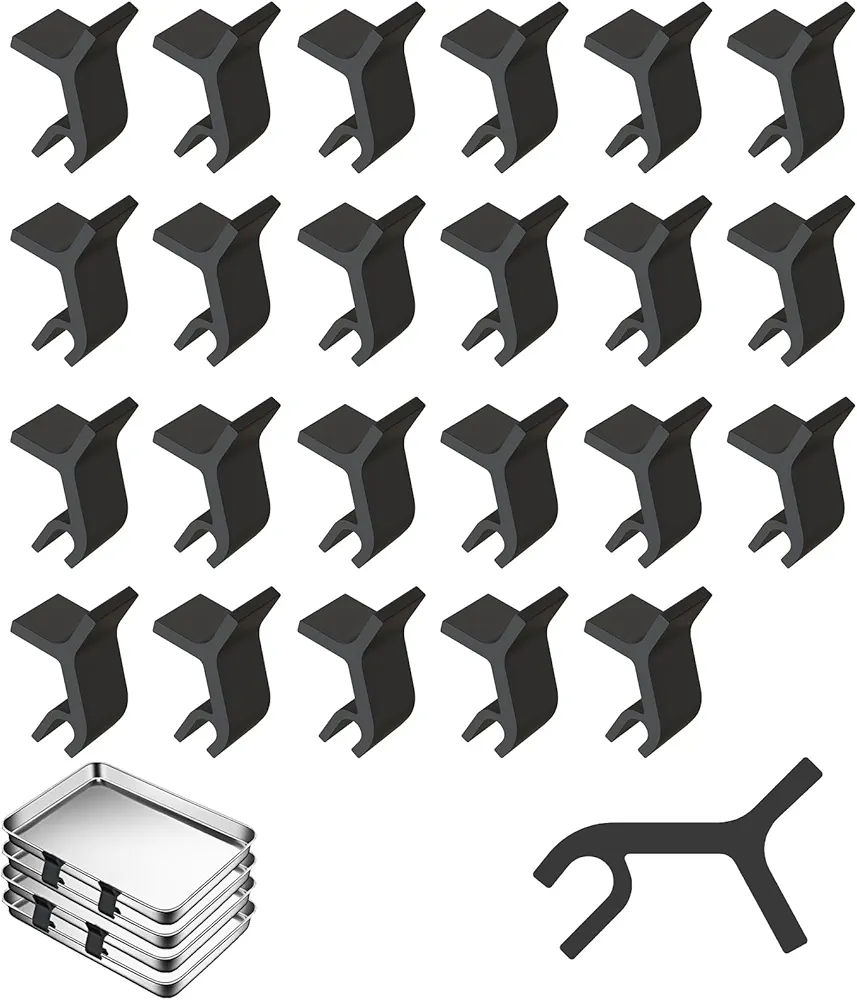 Linkidea 24 PCS Plastic Baking Tray Stacker, Baking Pan Organizer Stabilizing Bracket, Tray Stackers for Cookie Sheets, Suitable for Party Entertaining Reunion Food Display (Black)