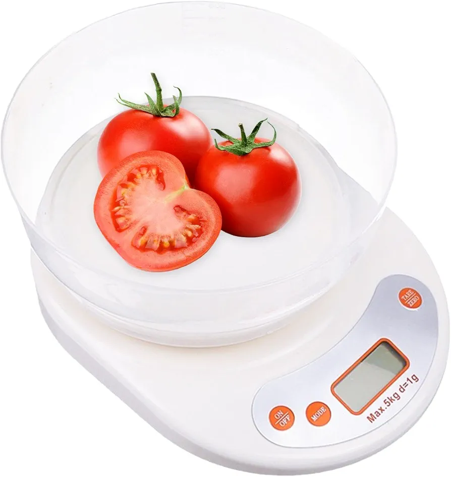 Cooking Scales for Kitchen | Food Kitchen Digital Scale | Small Electronic Food Scale, Digital Grams Scale, Food Measuring Scale with Removable Bowl 1g-5kg for Portion Control