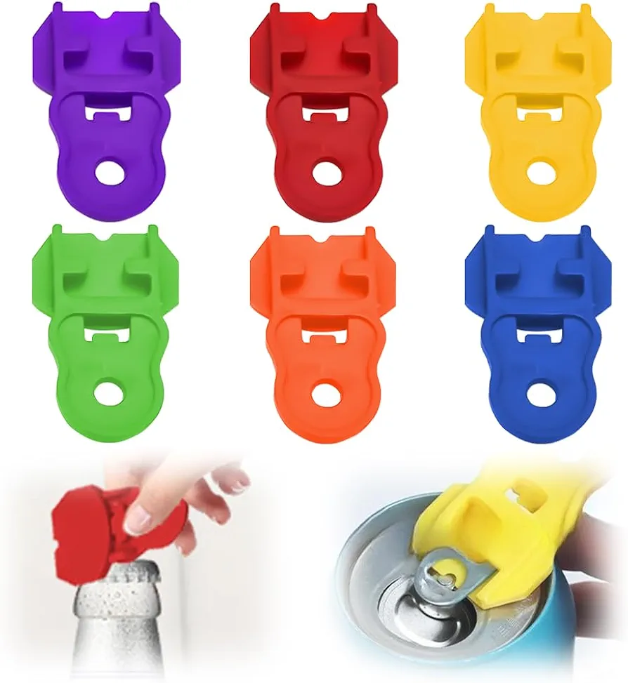 Simple can opener, Easy Can Opener Soda Beer Can Opener, Manual Easy Can Opener Colorful Drink Can Protector Cap for Pop, Coke, Beer, Soda Aluminum Beverage (6)