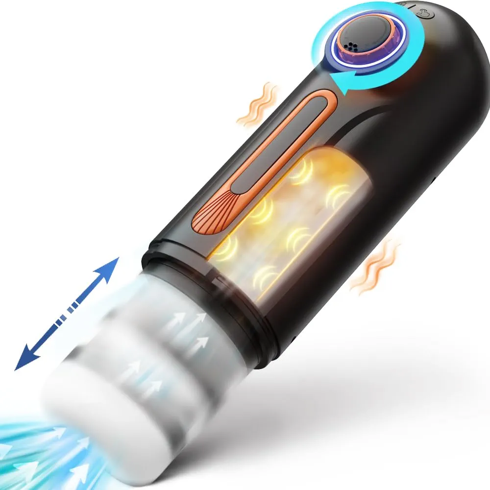 Automatic Male Masturbator Cup with Thrusting & Sucking & Vibrating & Heating & Sexy Voice Male Stroker with 3D Realistic Textured Vagina for Penis Stimulation Adult Sex Toys for Men Pleasure