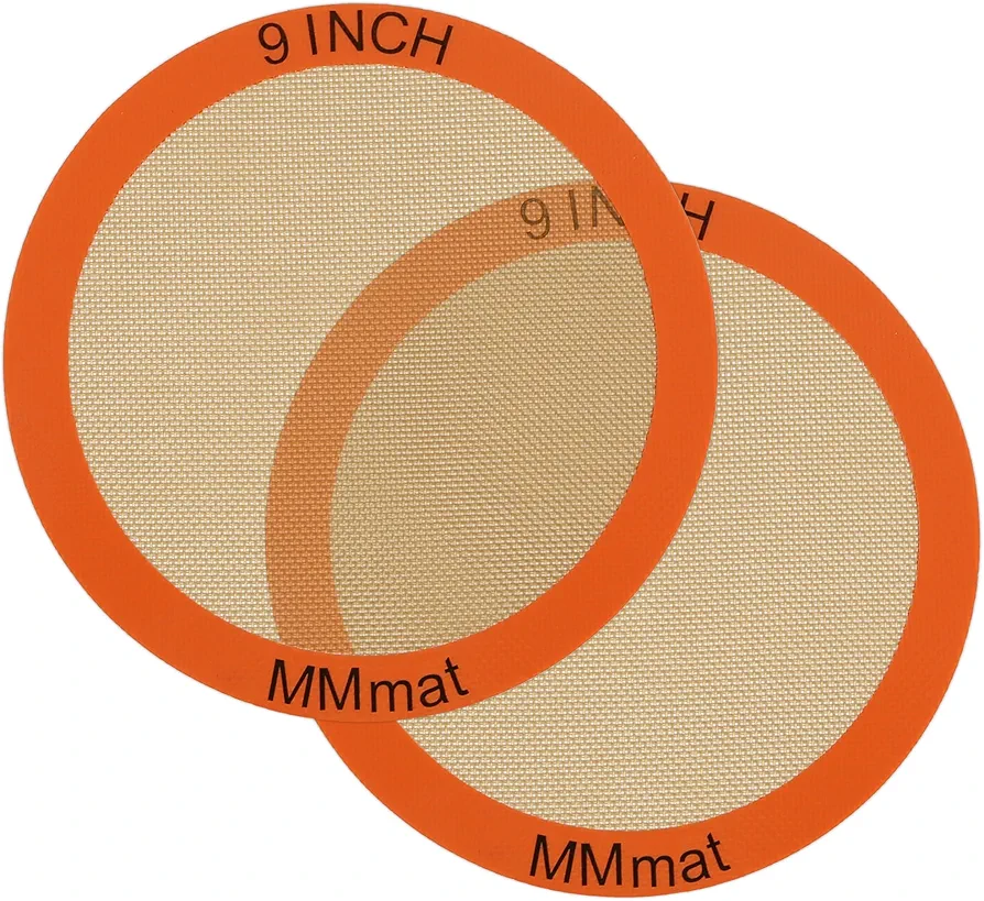 Silicone Baking Mats Set of 2 Round Non-Stick Reusable Air Fryer Linner - Best German Silicone - 9 inch