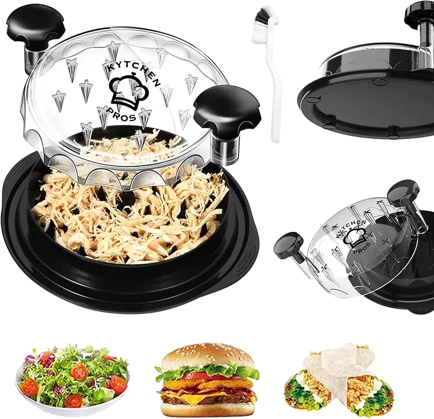 Chicken Shredder 11" Visible Chicken Breast Shredder Tool with Brush. Large Meat Shredder Machine suitable for Chicken, Beef, Pork. Ergonomic Handle, Cleanable, Anti-Slip, Heat Resistant, BPA Free