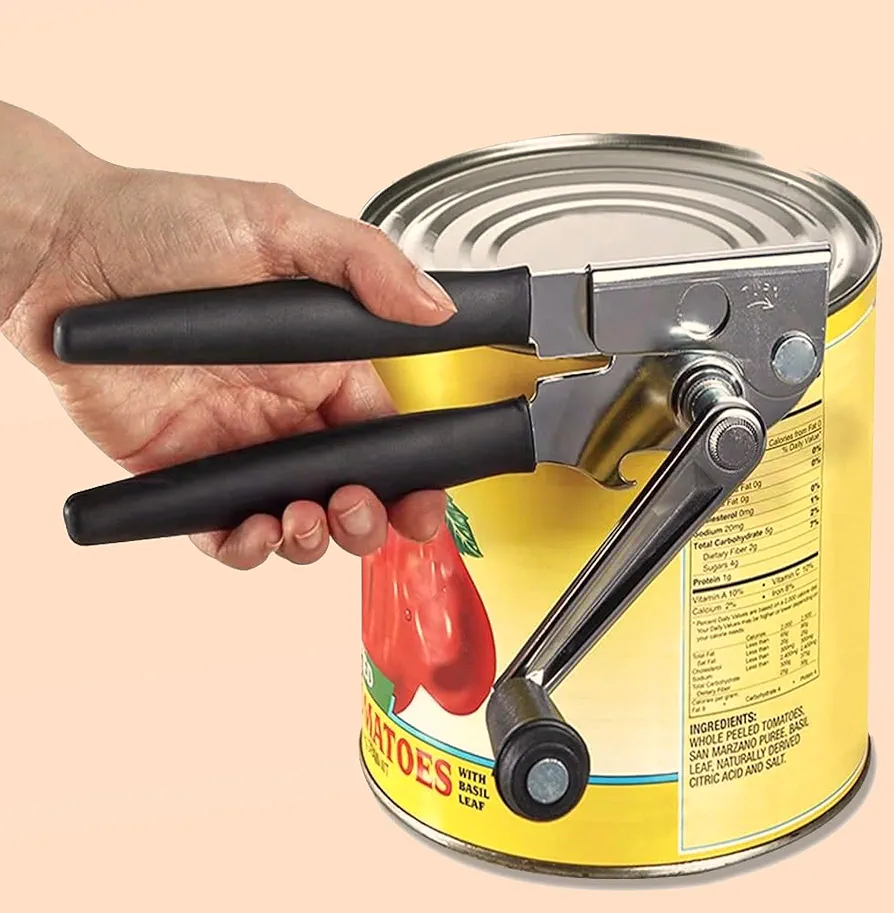 Commercial Can Opener Manual Heavy Duty - SoB Hand Held Can Opener for Seniors - Easy to Use with Comfortable Easy Crank Knob - Easy Turn Hand Can Opener - Built in Bottle Opener