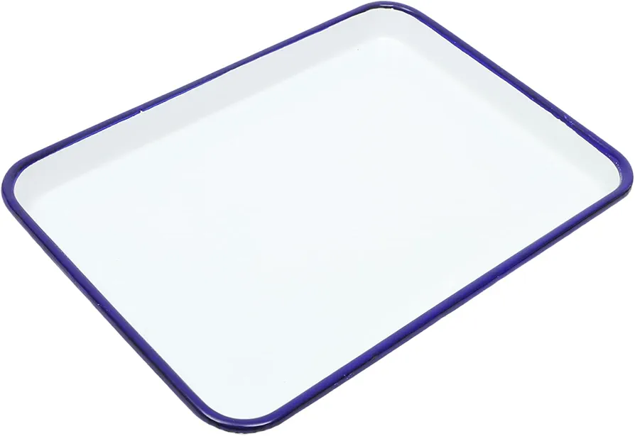 Zerodeko Enamel Baking Pan Rectangular Serving Dish Cookie Sheet Oblong Pie Pan Vintage Oven Tray Enamelware Bakeware for Farmhouse Camping Home 26.00X18.00CM