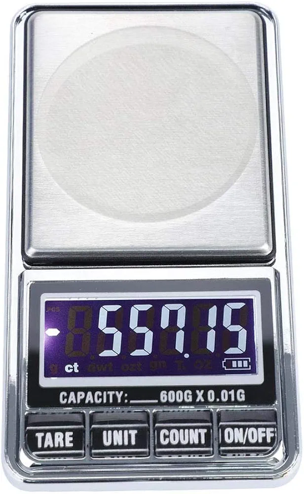 Digital Pocket Scale, 0.01/600g 0.1/1000g High Precision USB Pocket Scale Grams Digital Jewelry Scale(0.01/600g)