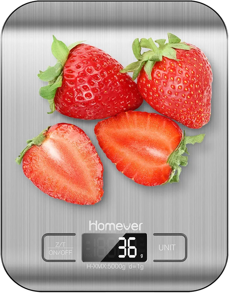 Food Scale, 0.05oz/1g Accurate Kitchen Scale with Multifunction, Stainless Steel Digital Kitchen Scales for Baking and Cooking, Silver
