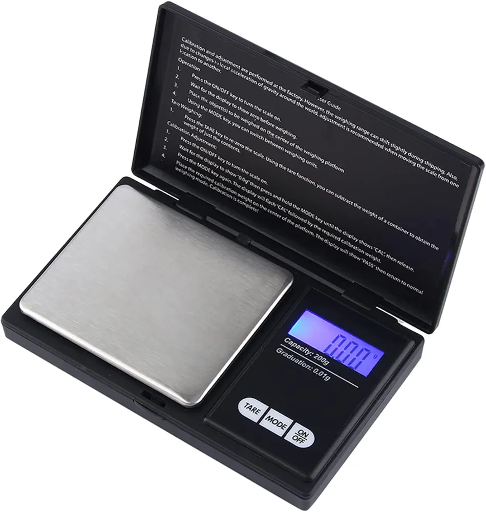 Digital Pocket Scale Portable Gold Coin Calculator 200g x 0.01g Mini Kitchen Scale with LCD Display 6 Units Conversion for Food Jewelry Coffee Herb