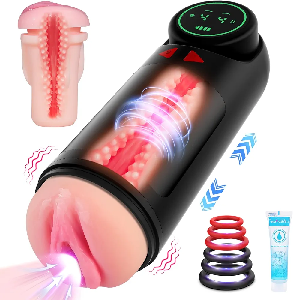 Sex Toys Automatic Male Masturbator - Adult Toys Penis Pump with 4 Sucking & Vibrating & Thrusting Modes, Sex Toys for Men Pocket Pussy Male Stroker for Penis Stimulation, Male Sex Toys LED Display