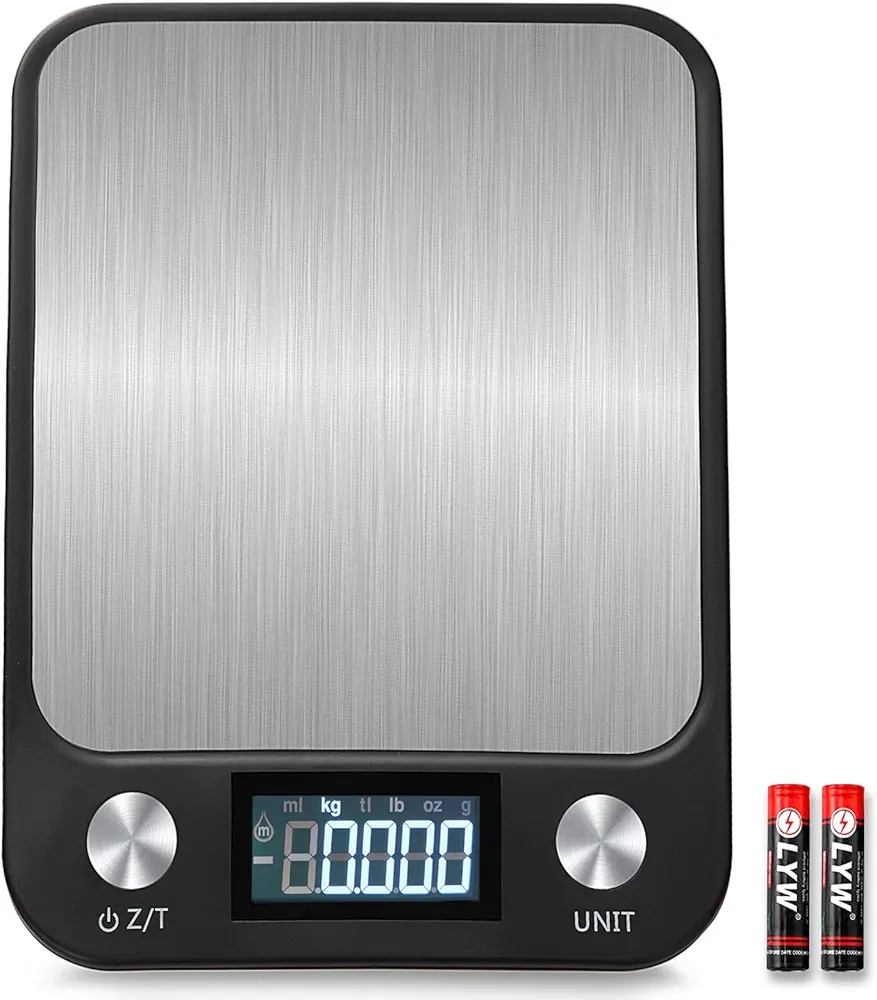 Food Kitchen Scale, 5kg 11lb Digital Scale Waterproof Grams and Ounces for Weight Loss, Baking, Cooking