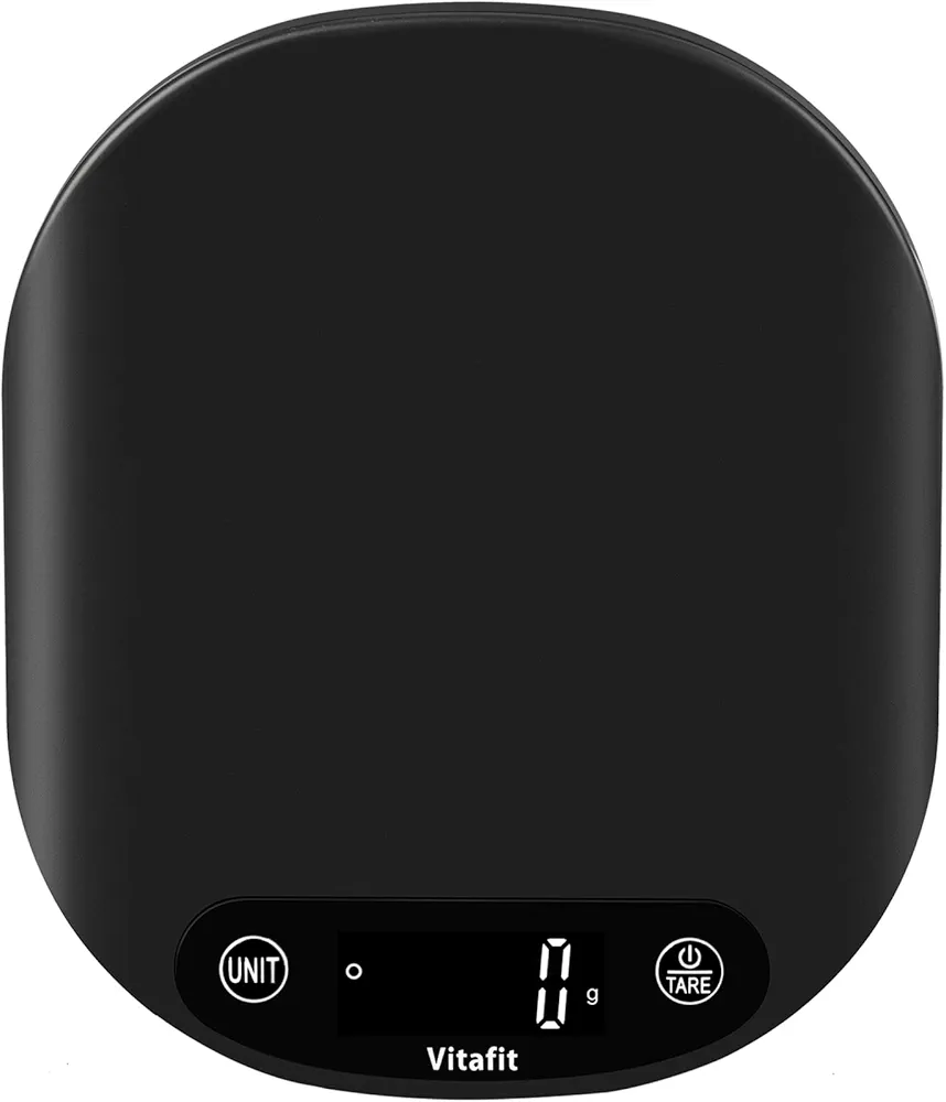 Vitafit 33lbs Kitchen Food Scale Digital Weight Grams and Ounces for Weight Loss, Weighing Professional Since 2001, Cooking,Baking and Keto, Batteries Included, Black