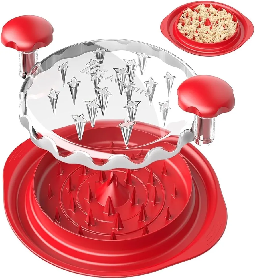 Chicken Chopper, Chicken Breast Shredder Tool Twist, Visual Chopper with Transparent Lid, Strong Non-Slip Strips, Meat Chopper, Ergonomic Handle, BPA-Free Meat Chopper(Red meat mincer)