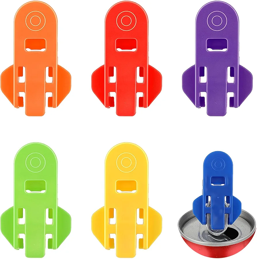 6 Pieces Soda Can Opener Pop Can Opener Manual Easy Can Opener Colorful Soda Beer Can Opener & Beverage Can Cover Protector Colorful Drink Can Protector Cap for Soda, Beer, Coke (6 Colors)