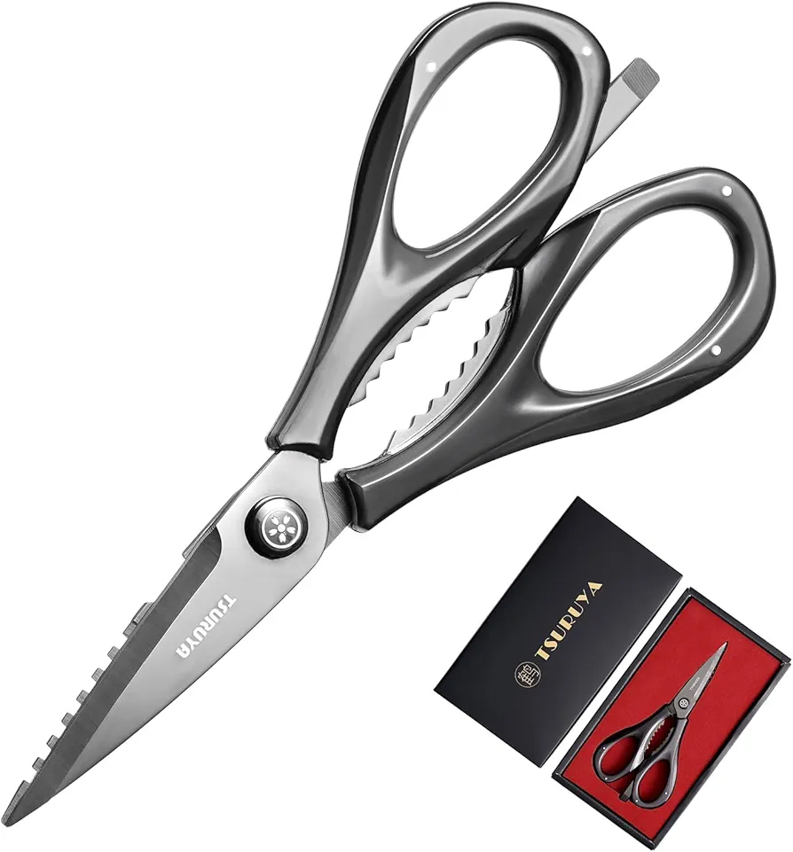 Titanium Plated Kitchen Scissors for Food, Heavy Duty Kitchen Shears All Purpose Food Scissors Dishwasher Safe, Sharp Poultry Shears Come Apart (Black with Package)