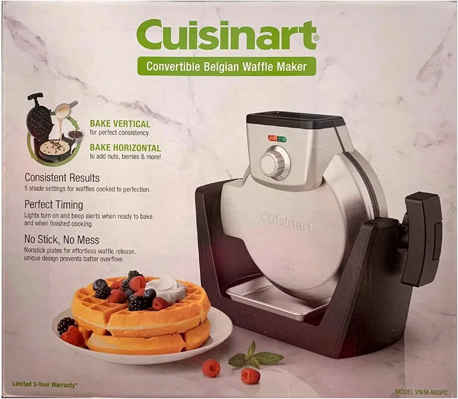 Cuisinart VWM-800PCFR Convertible Belgian Waffle Maker Bake Vertical Bake Horizontal - Certified (Renewed)