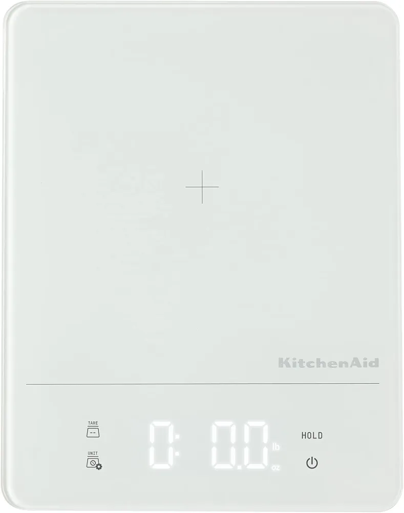 KitchenAid KQ913 Digital Waterproof (IPx7) Kitchen and Food Scale, LED readout, 11 Pound Max Capacity, White