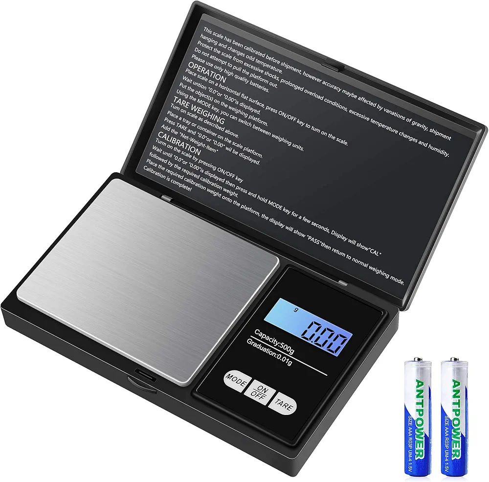Pocket Gram Scale 500g x 0.01g, Diyife Digital Grams Scale, Small Ounce Scale, 7 Units, Stainless Steel Jewelry Scale with Tare, Auto Off, LCD Back-Lit, Batteries Included