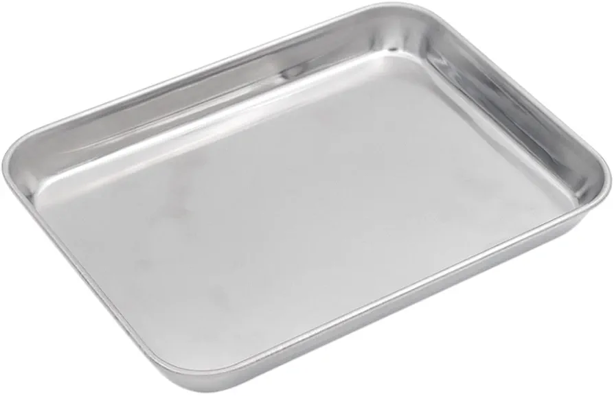304 Stainless Steel Tray Cookie Sheet Baking Pan, 9.5 Inch X 7 Inch X 1 Inch