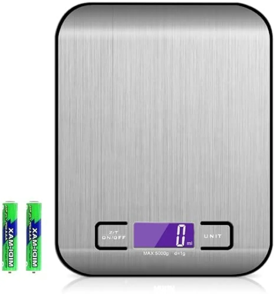 Kitchen Scale, Digital Kitchen Scales, Food Kitchen Digital Scale, Weight Grams and Oz Digital Scale, Baking, Cooking, Weight Machine 11 lb 5kg, LCD Display Stainless Steel (Battery Included)