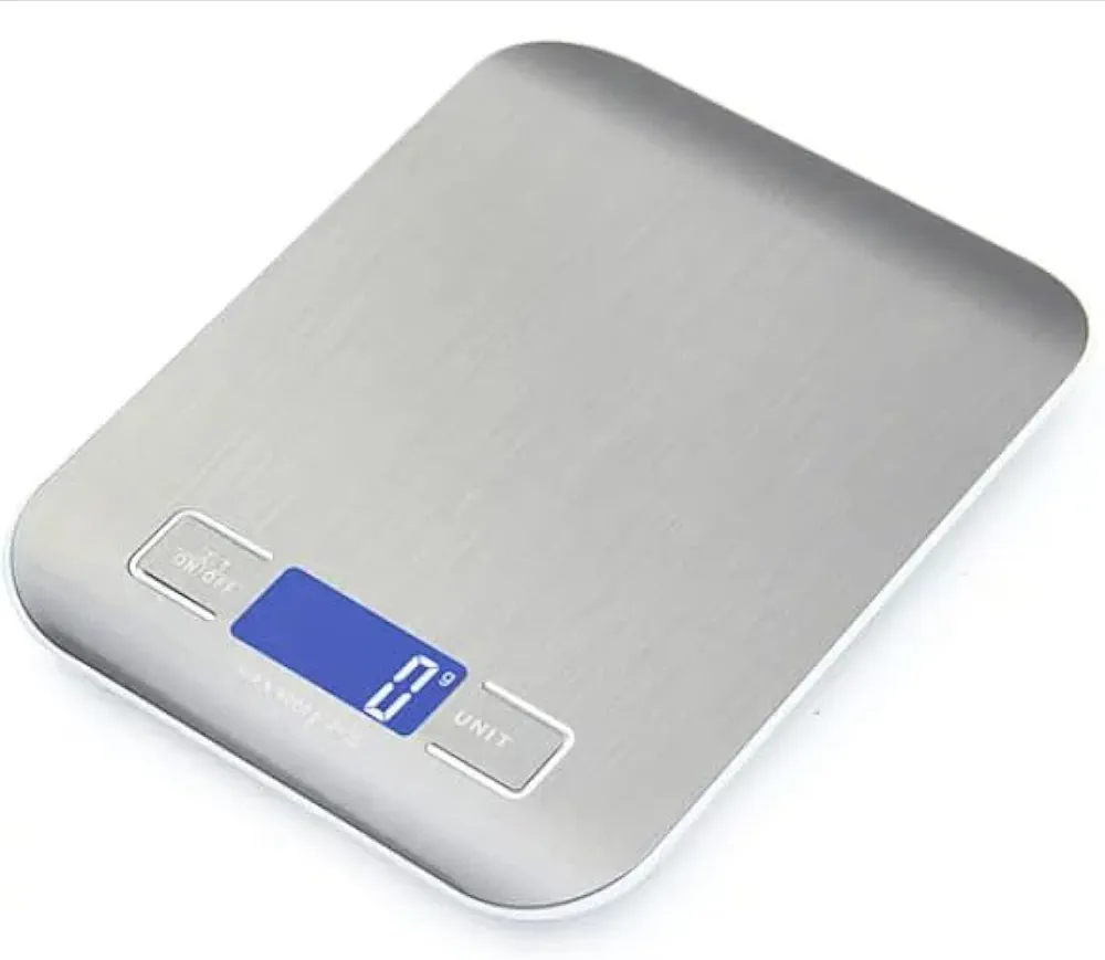 Digital Kitchen Scale, ABS + Stainless Steel, Weight in Grams and Ounces for Baking, Cooking, and Meal Prep, LCD Display,Blue Backlight,Capacity up to 10 Kg and 22 Pounds