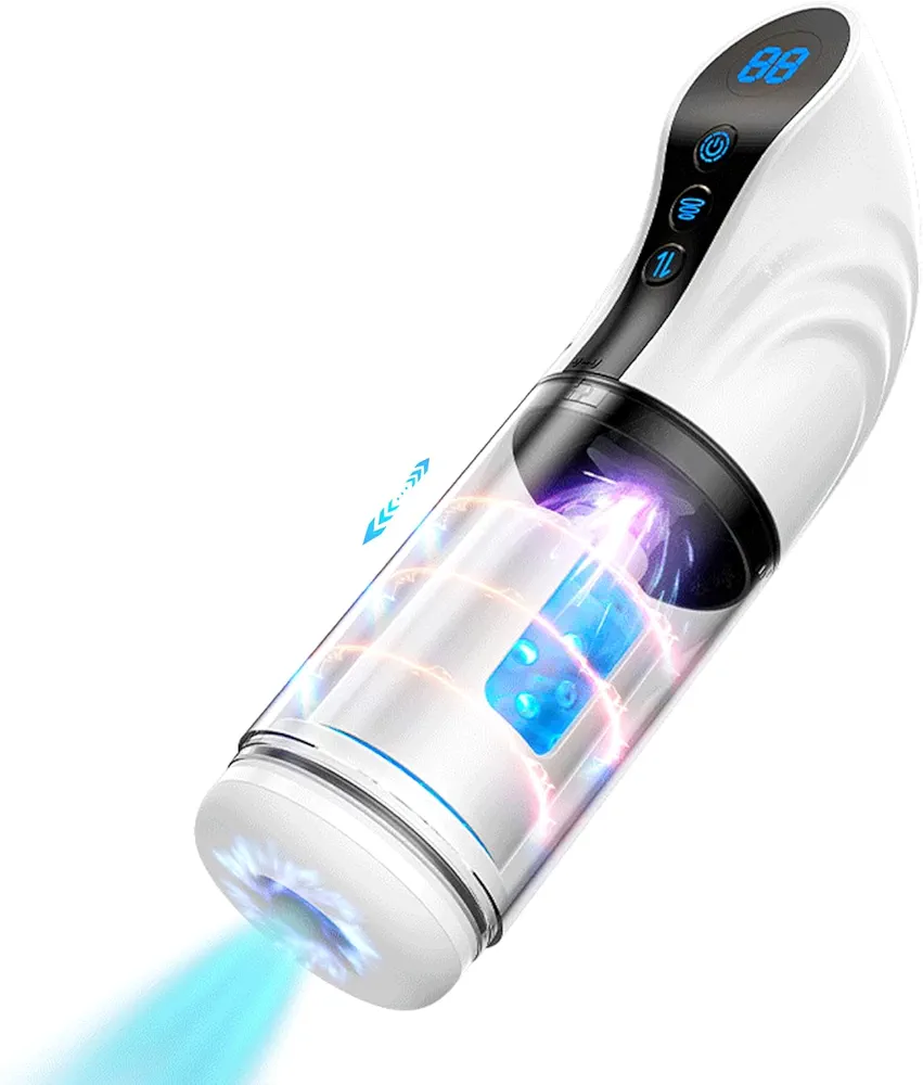Blowjob Machine with 9 Suction & Thrusting & Roation Modes Sucking Blowjobsex Simulator Clear Pocket Pussy Electric Male Masturbator Penis Sucking Vacuum Pump Automatic Dick Pleasure Sex Toys for Men