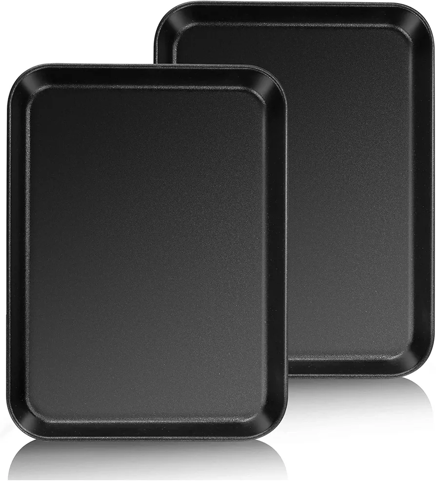 Herogo Baking Sheet Pan Set of 2, 9×6.7×1 Inch Nonstick Carbon Steel Cookie Sheet Bakeware Set for Oven, Multipurpose Kitchen Cookware Set, Non Toxic & Heavy Duty & Easy Clean