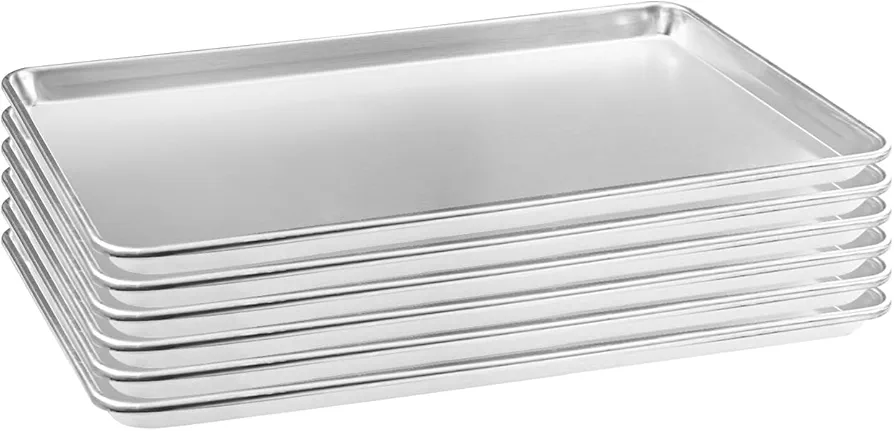 HARDURA Aluminum Baking Sheet Pan 18”L X 13”W X 1”H Cookie Sheet, 6Packs, For Oven in Bakery & Restaurant, Kitchen
