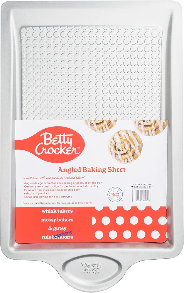 Betty Crocker Carbon Steel Angled 18.5 x 11.5 x 1 Inch Baking Sheet
