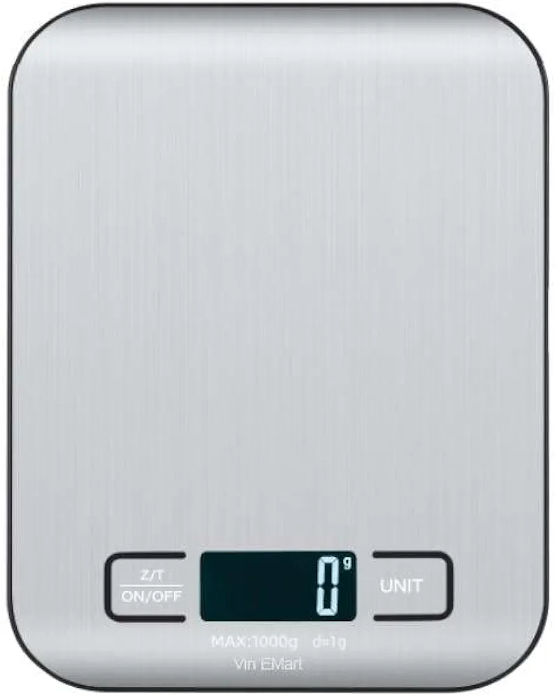 Food Kitchen Scale, 22 lb/10kg Digital Grams and Ounces for Weight Loss, Baking, Cooking, Keto and Meal Prep, Metallic Silver