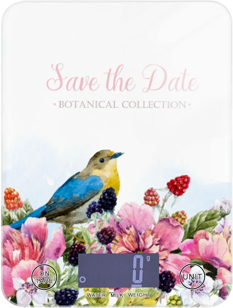 susiyo Peony Flower and Blackberries with A Little Bluebird Food Scale Digital Kitchen Scale for Cooking Baking Weight Loss