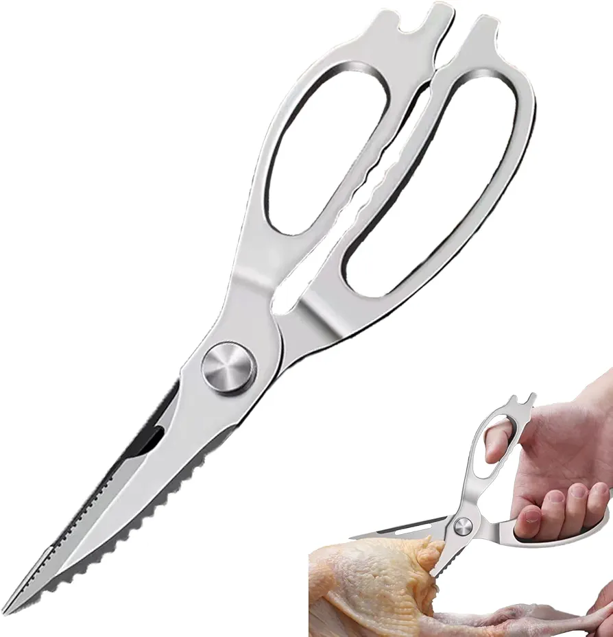 Multi-Purpose Kitchen Scissors stainless steel scissors for opening cans and heavy duty poultry cutting for turkey, chicken and bones - Essential Your Kitchen Tool