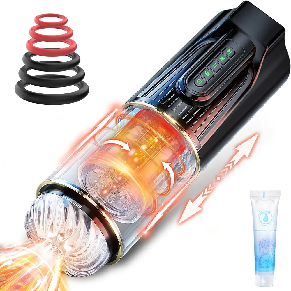 Automatic Male Masturbator Sex Toys for Men, Penis Pump Adult Toy with 4 Sucking & 10 Thrusting & Rotating, Hands Free Electric Pocket Pussy with 3D Textured Sleeve, Stroker Blowjob Machine for Mens