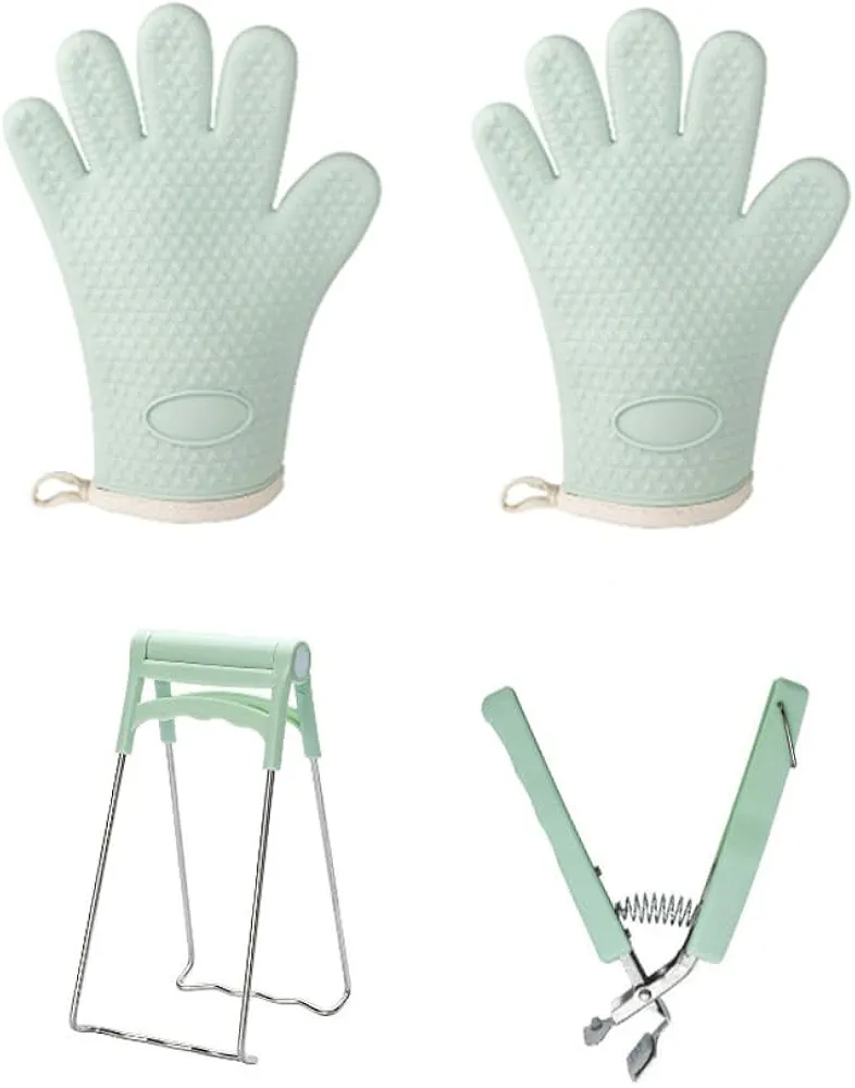 Silicone Oven Mitts Pair Hot Plate Gripper Set Silicone Gloves Heat Resistant Oven Mitts for Women Men Oven Gloves with Fingers Silicone Oven Gloves for Cooking Baking Kitchen new apartment essentials